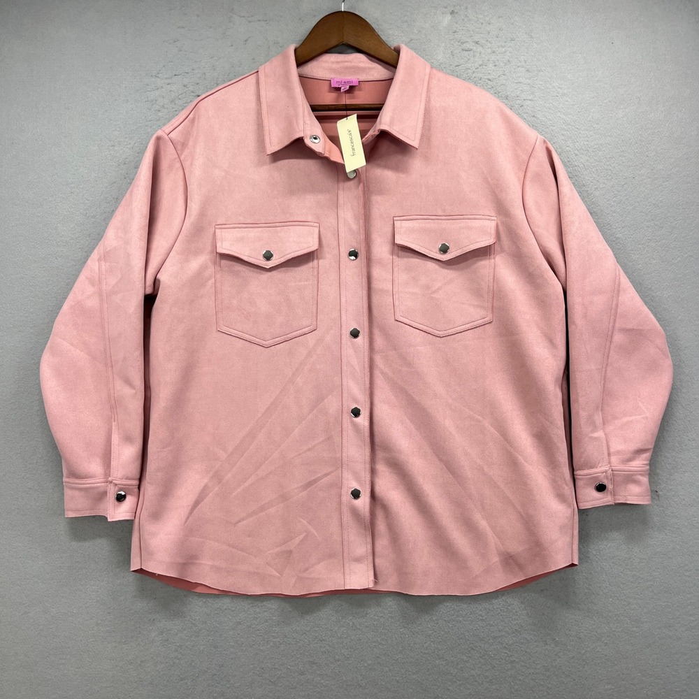 Mi Ami Francescas Shacket Womens M Pink Suede Shack Snap Button Faux Suede NEW